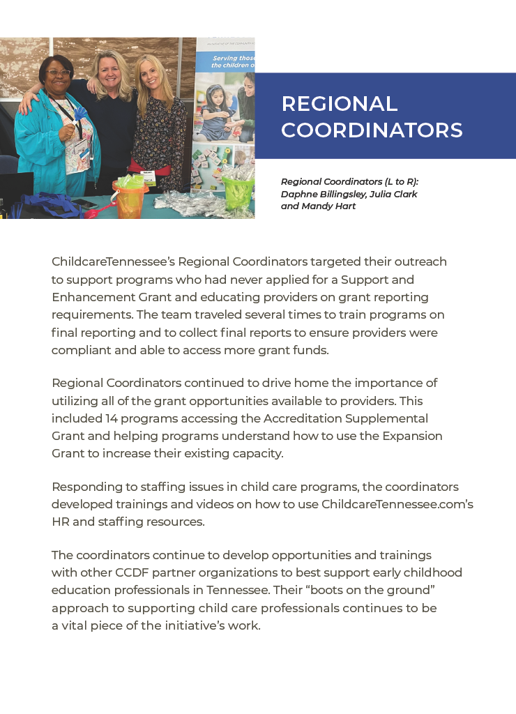 Page eight of ChildcareTennessee's 2023 Annual Report.